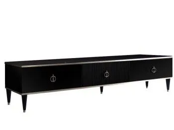 Тумба под телевизор 3 ящика Римини СОЛО (Черный/Серебро) РМТ-4(s)