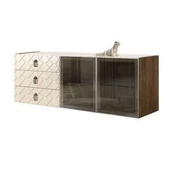 Комод 1.6м Bogemia Woodline Fly Fa (Слоновая кость) (Lakobel/Хром) БМКМ-4[5]