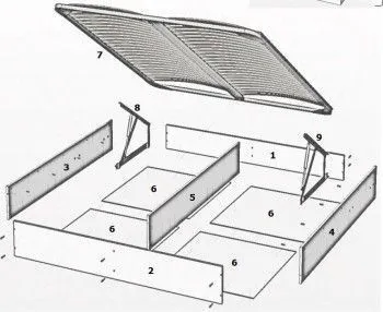 Ящик с подъемным механизмом Замира 180x200 см белый