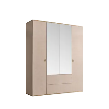 Шкаф 4-х дверный с зеркалом, с ящиками Римини (Латте/Золото) РМШ1/41