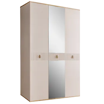 Шкаф 3-х дверный с зеркалом Римини СОЛО (Слоновая кость/Золото) РМШ1/3(s)
