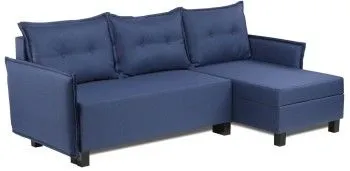 Диван-кровать угловой Киркас синий, рогожка