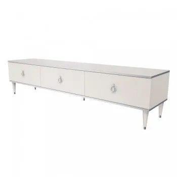 Тумба под телевизор 3 ящика Римини (Слоновая кость/Серебро) РМТ-4