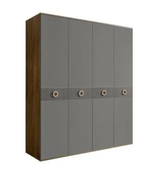 Шкаф 4-х дверный Bogemia Woodline Fi (Серый/Золото) БМШ2/4