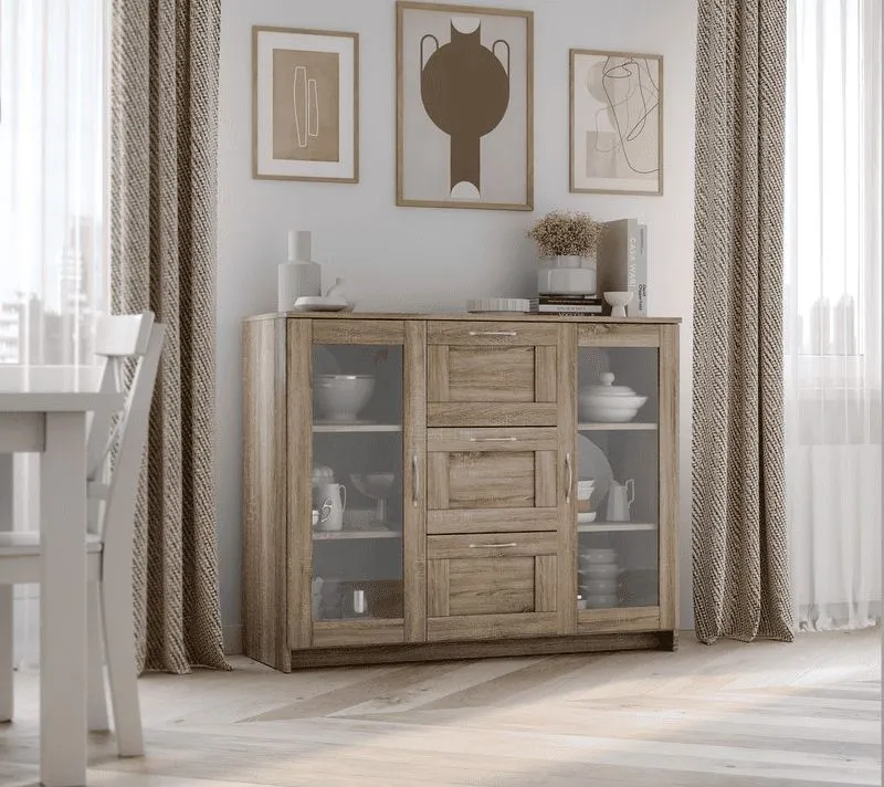 БРИМНЭС / СИРИУС тумба ИКЕА / IKEA 2 двери со стеклом и 3 ящика 117х95 сонома | изображение 4