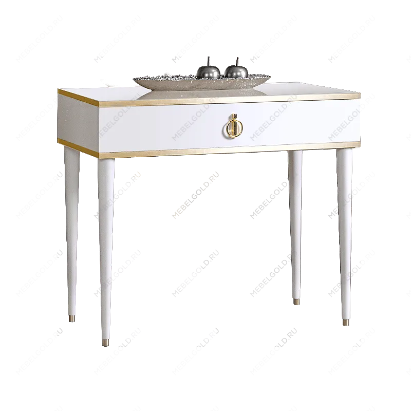 Стол туалетный узкий Римини (Белый/Золото) РМСТ-1[9]