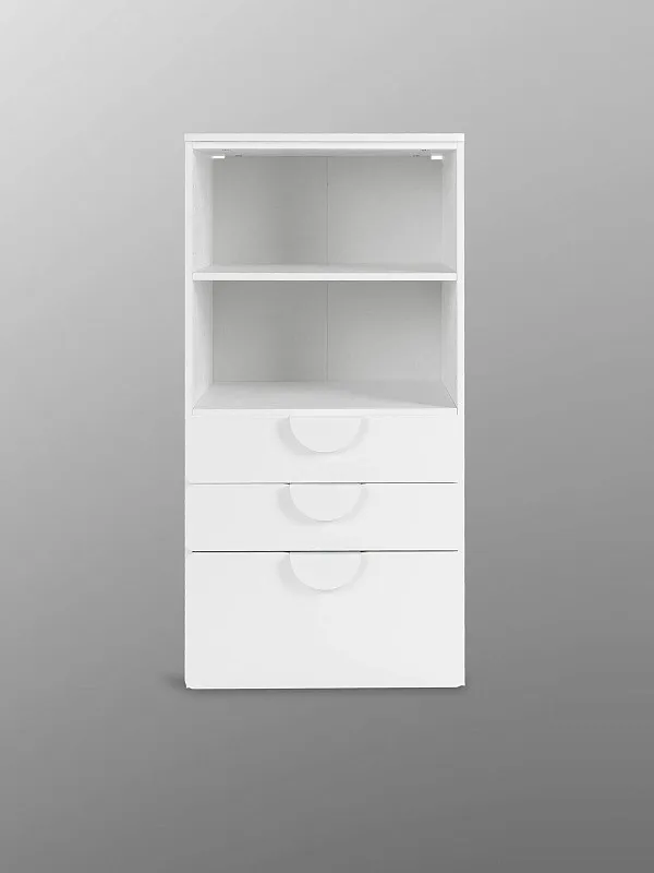 Стеллаж Пикси, с тремя выдвижными ящиками 60x57x120, белый (робкий подснежник) | изображение 14