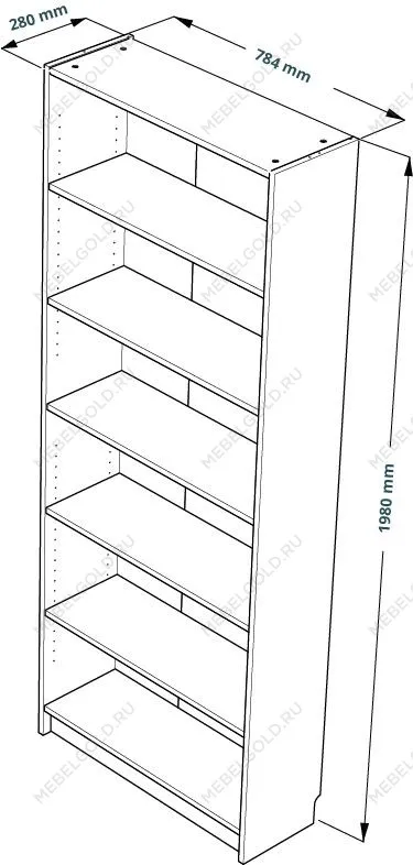 Стеллаж Варма, 6 полок, 78х198х28 см, белый | изображение 8