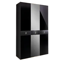 Шкаф 3-х дверный с зеркалом Римини СОЛО (Черный/Серебро) РМШ1/3(s)