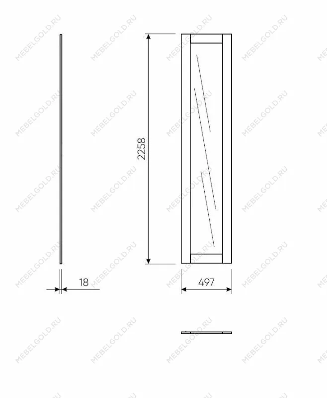 Дверь для шкафа МАКС, 50 см, с зеркалом, серая | изображение 2