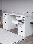 Стол письменный Ингар, 10 ящиков, 140х75х55 см, белый | изображение 3
