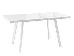 Стол БОРГ-120(160)х80 раздвижной со стеклом, Белый/Белый | изображение 1