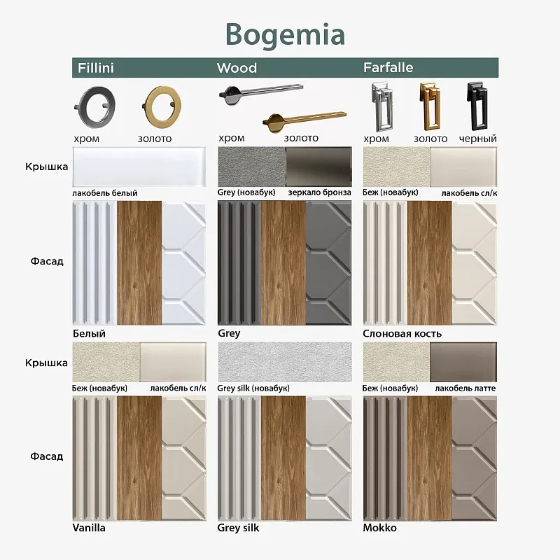 Тумба прикроватная Bogemia Wood Fa (Шелк) (Novabuk/Хром) БМТП-1(Wo) | изображение 1