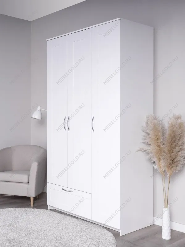 Шкаф Сириус, 3 двери и 1 ящик, 117х59х220 см, белый | изображение 8