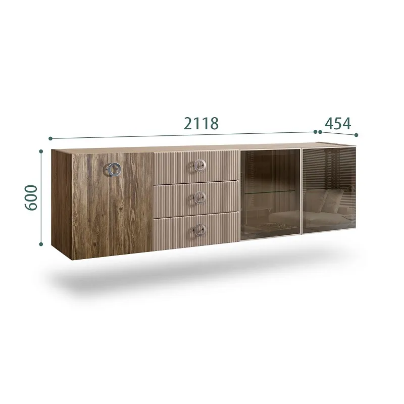 Комод 2.1м Bogemia Woodline Fly Wood Fi (Мокка) (Novabuk/Хром) БМКМ-5[5][10]