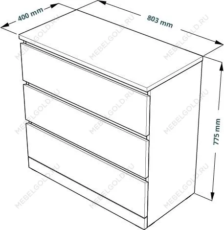 Комод Варма, 3 ящика, 80х78х40 см, шпон натурального дерева, дуб беленый | изображение 16