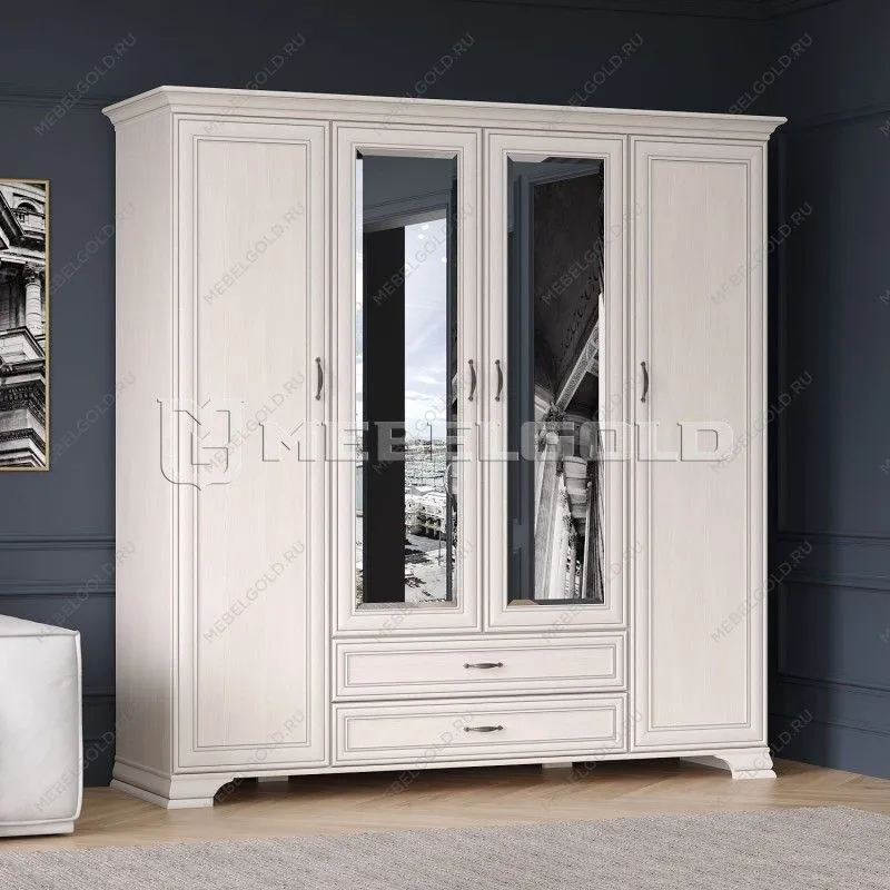 Шкаф 4-створчатый Тиффани 4D2S вудлайн кремовый | изображение 2