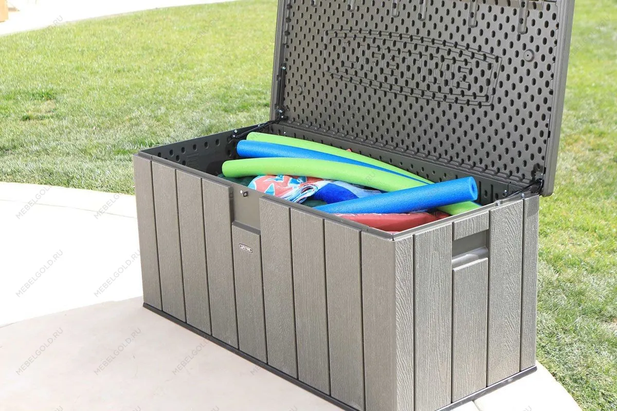 Сундук пластиковый WoodLook, 570 л, серый | изображение 7