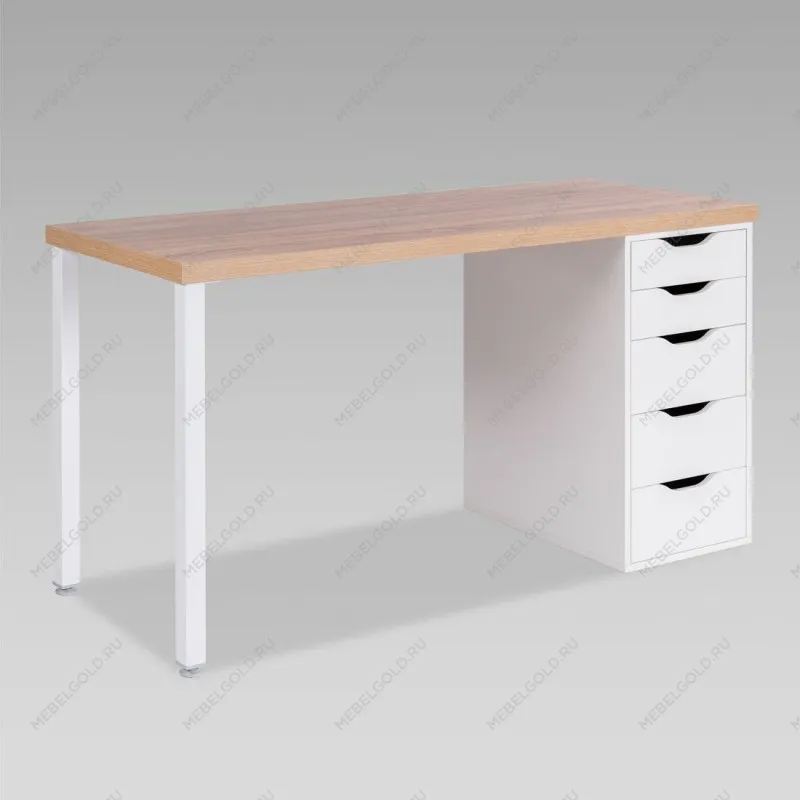 ИНГАР стол письменный ИКЕА / IKEA 2/5Т 140x75x55, дуб беленый/белый | изображение 1