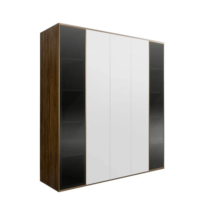 Шкаф 5-ти дв. Bogemia Woodline Air (Белый/Золото) БМШ2/5(2)