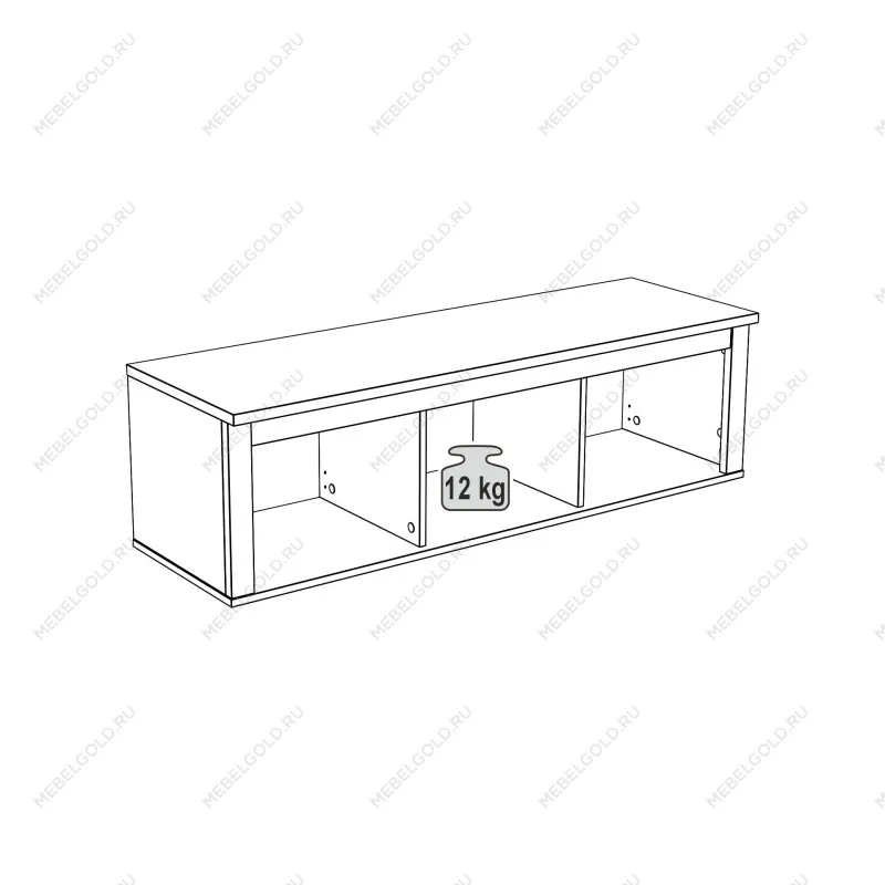 Полка навесная Сага, 3 секции, белая/ясень | изображение 7