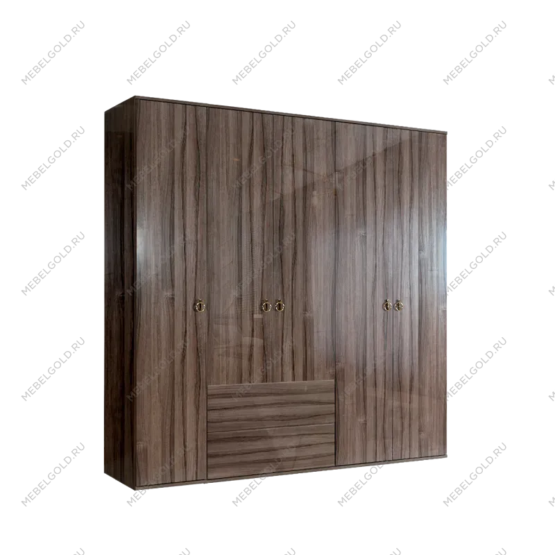 Шкаф 5-ти дверный с ящиками Римини (Орех империя/Золото) РМШ2/51
