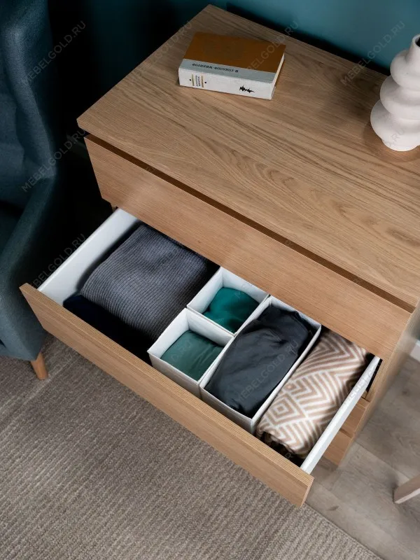 Комод Варма Прайм, 4 ящика, 80х100х48 см, шпон натурального дерева, дуб беленый | изображение 5