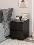 Тумба прикроватная Мальта, 2 ящика, 48х40х54 см, черная, дуб венге | изображение 1