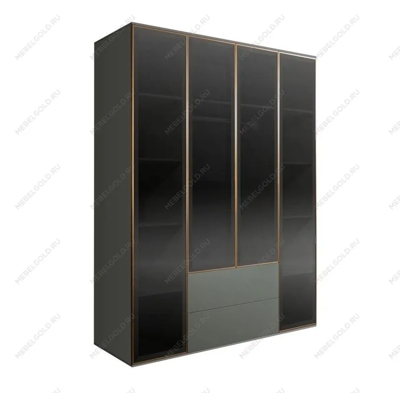 Шкаф 4-х дв. с ящиками Bogemia Air (Серый/Золото) БМШ2/42(4)