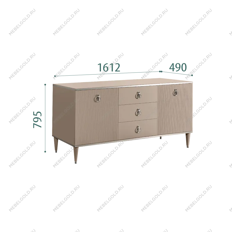Комод для гостиной 1.6м Римини СОЛО (Мокка/Серебро) РМКМ-4(s)