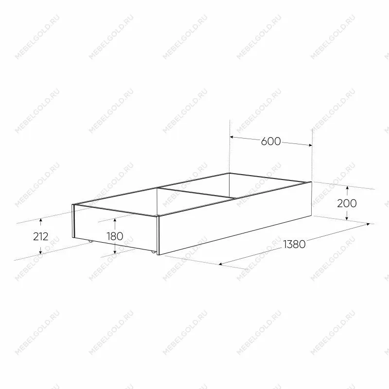 Ящик выкатной для кроватей СИРИУС, 138х60х20 см, дуб сонома | изображение 3