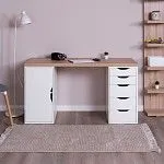 ИНГАР 2/5/ДВ стол письменный 140x75x55, дуб беленый/белый | изображение 3