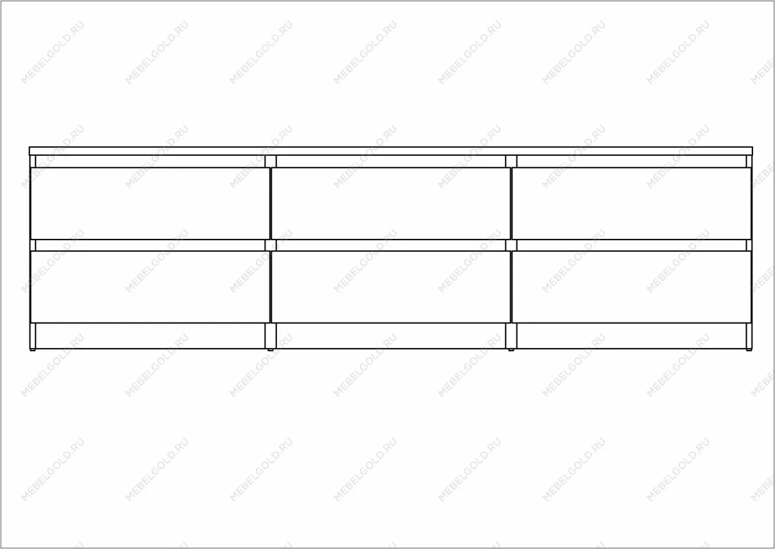 Тумба для ТВ Кастор, 6 ящиков, 194х40х54 см, серая | изображение 14