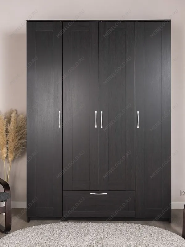 Шкаф Сириус, 4 двери и 1 ящик, 156х59х220 см, черно-коричневый, дуб венге | изображение 8