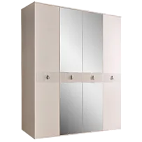 Шкаф 4-х дверный с зеркалом Римини СОЛО (Бежевый/Серебро) РМШ1/4(s)