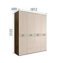 Шкаф 4-х дверный с ящиками Bogemia Woodline Fi (Ваниль/Хром) БМШ2/41