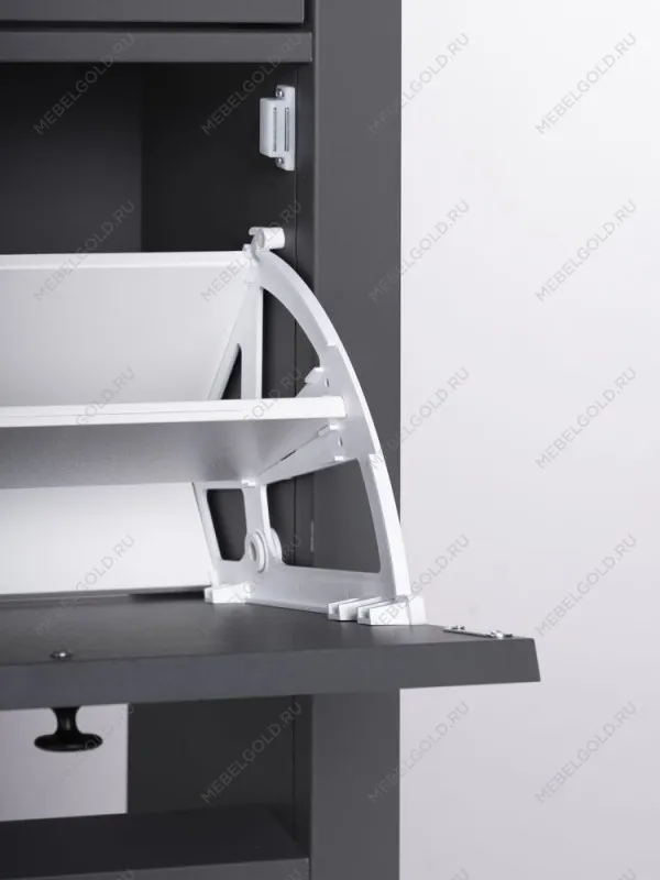 Обувница Сага с 2 откидными ящиками 92х122 серая | изображение 9