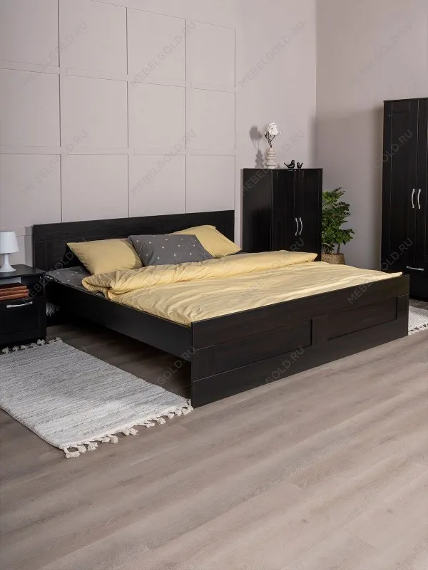 Кровать двуспальная Сириус, 180х200 см, черный, дуб венге | изображение 4