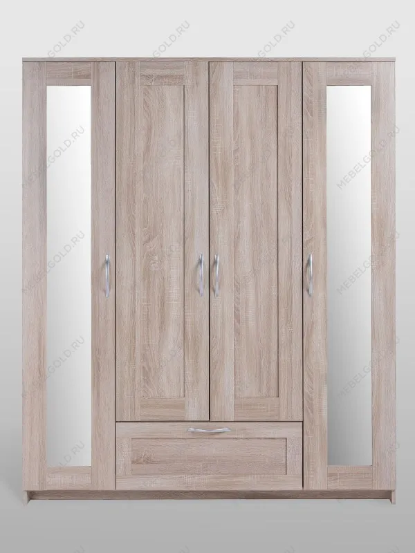Шкаф Сириус, 4 двери и 1 ящик с зеркалами, 156х50х190 см, дуб сонома | изображение 5