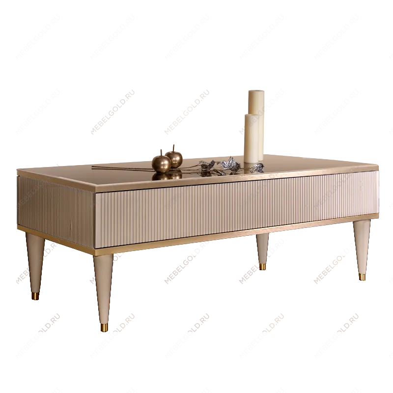 Журнальный столик с ящиком Римини СОЛО (Латте/Золото) РМСТ-2(s)