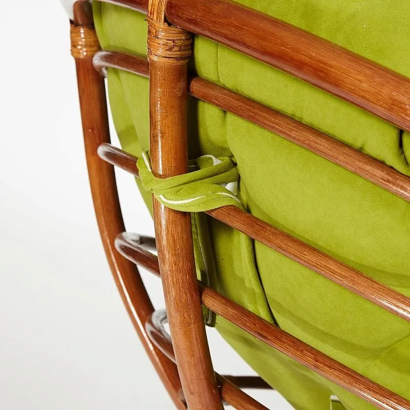 Кресло-качалка Papasan с подушкой Орех, флок олива | изображение 1
