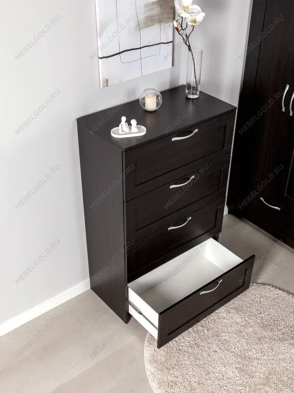 Комод Сириус, 4 ящика, 78х41х123 см, дуб венге, черно-коричневый | изображение 4