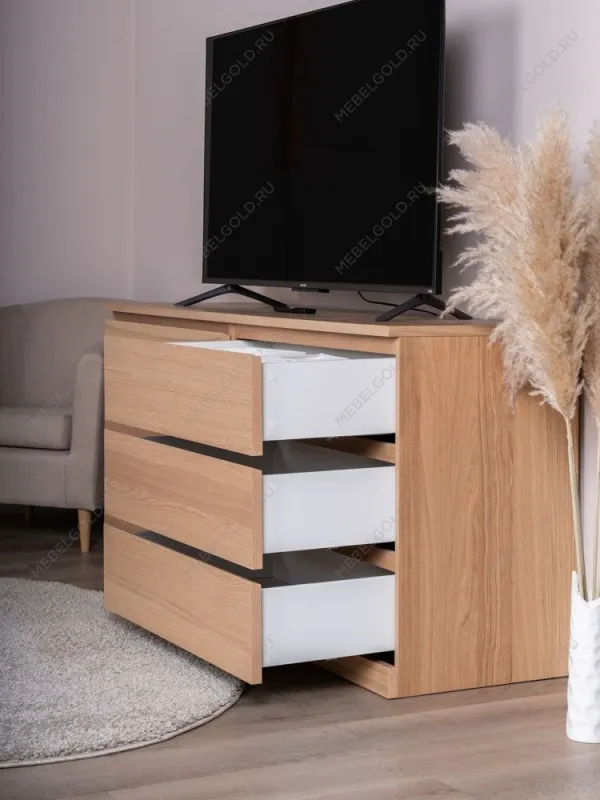 Комод Варма Прайм, 6 ящиков, горизонтальный, 160х77х48 см, шпон натурального дерева, дуб беленый | изображение 2