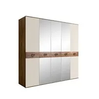 Шкаф 5-ти дв. с зеркалами Bogemia Woodline Wood Fi (Слоновая кость/Хром) БМШ1/5(Wo)