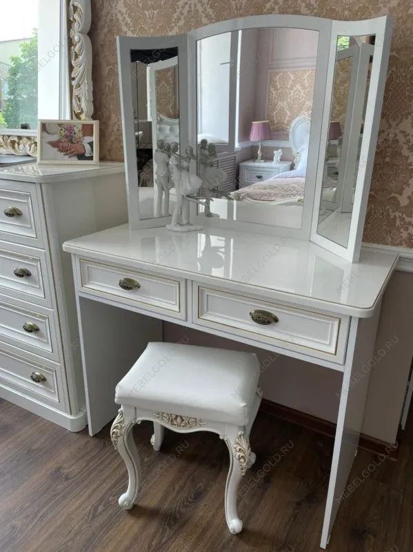 Зеркало трельяж Натали для туалетного столика белый глянец | изображение 2