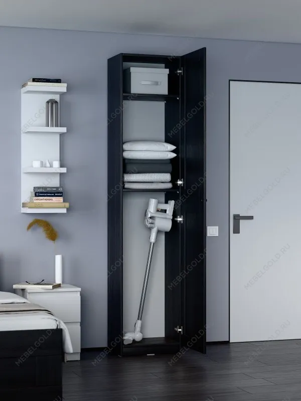 Шкаф Макс, 1 дверь, 50х38х233 см, черно-коричневый, дуб венге | изображение 1