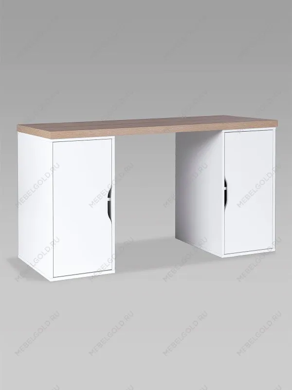 Стол письменный Ингар, с двумя дверцами, 140x75x55, белый, столешница дуб беленый | изображение 6