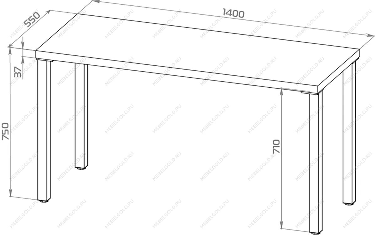 ИНГАР 2/ТТ стол письменный 140x75x55, дуб беленый/черный | изображение 2