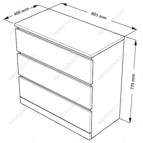 Комод Варма, 3 ящика, 80х78х40 см, эмаль серая | изображение 8
