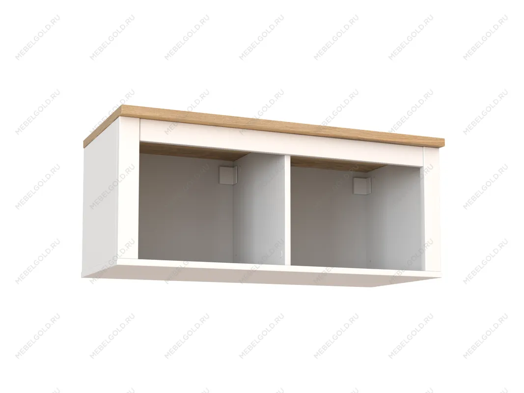 САГА полка навесная 2 секции белая/ясень